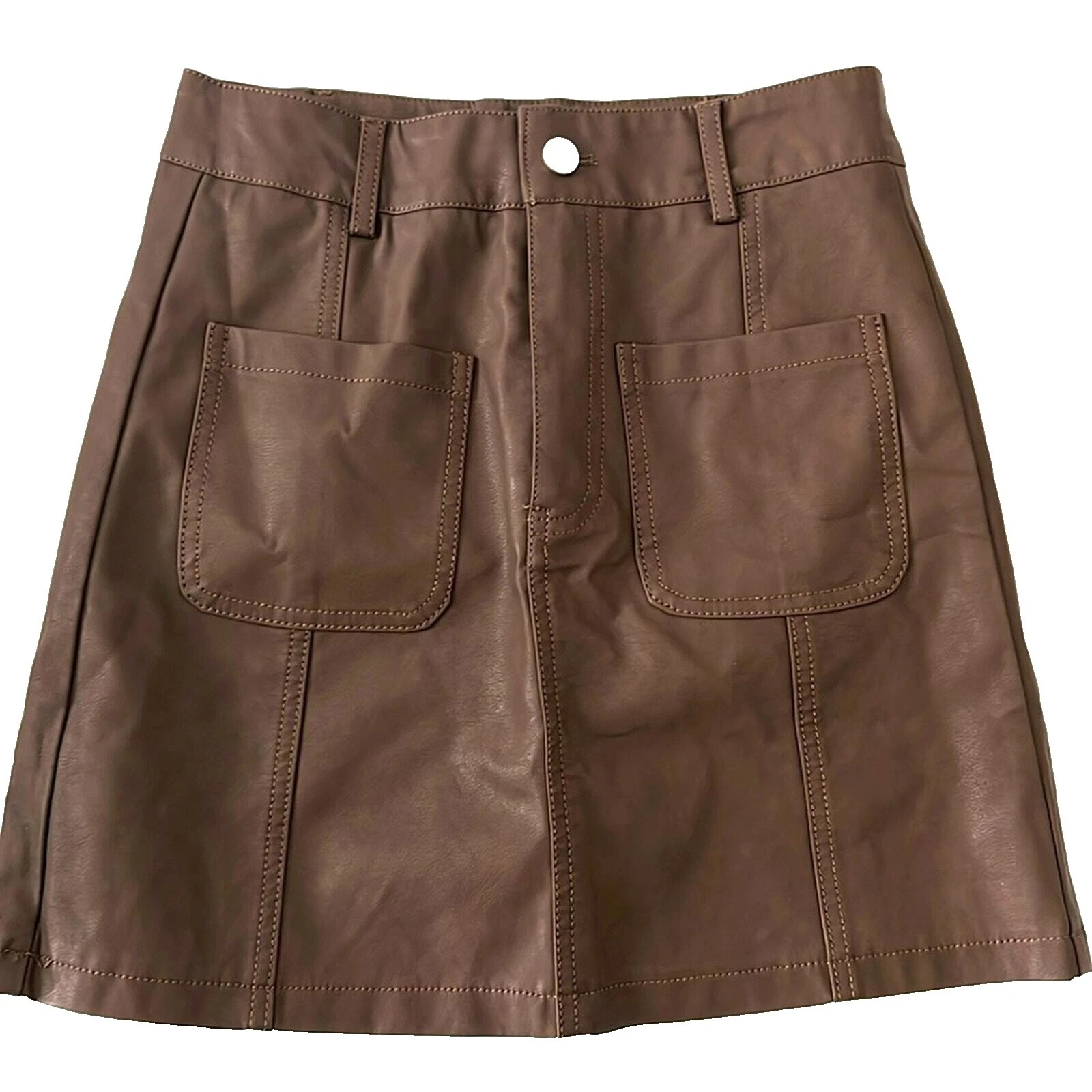 Brown Leather Skirts for Women