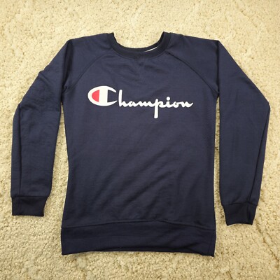 Champion Men Sweatshirt Fleece Size XS Spellout Logo Long Sleeve 100% Polyester 
