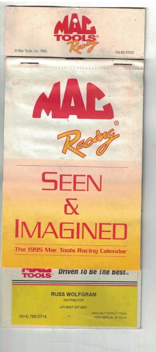 1995 MAC Tools Tool Chest Calendar Racing theme Un-Used | eBay