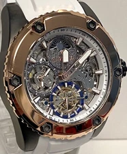 51mm Auto Skeleton | Gunmetal Day/Night DUAL TIME White Band AKULA Invicta Watch