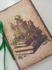 Junk Journal Blank Booklet "GREEN WITCH 2", GRIMOIRE, NATURE, LG 8.5"x5.5" 40pgs