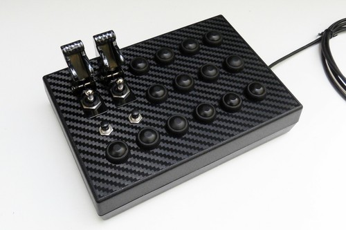 BBJ Sim Racing PC USB 'Baby Pro' 18 Function Button Box Black/Carbon - Picture 2 of 5