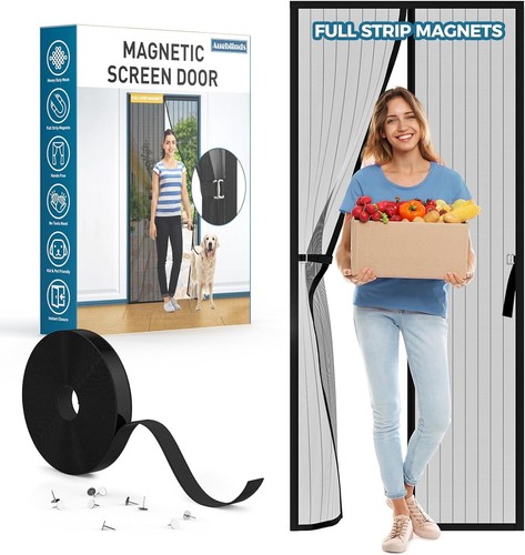 Magnetic Screen Door Full Strip Magnets Fit Size 32x80 Inch, Black - 第 1/7 張圖片