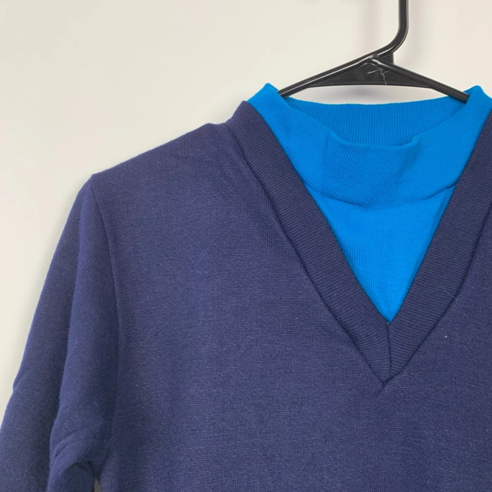 Camisa sudadera vintage años 70 doble capa cuello falso cuello en V niños talla pequeña Foto 2 de 4