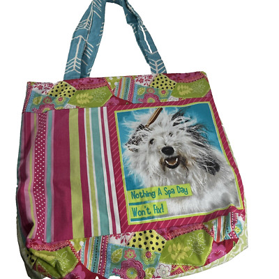 Vtg BRIGID BRAMMER TEXAS Tote Beach Shopping Bag ''Nothing a Spa Day Won't Fix''