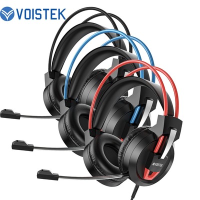 Voistek Kopfhörer Gaming 3.5mm Headset mit Mikrofon RGB-Beleuchtung für PS Xbox