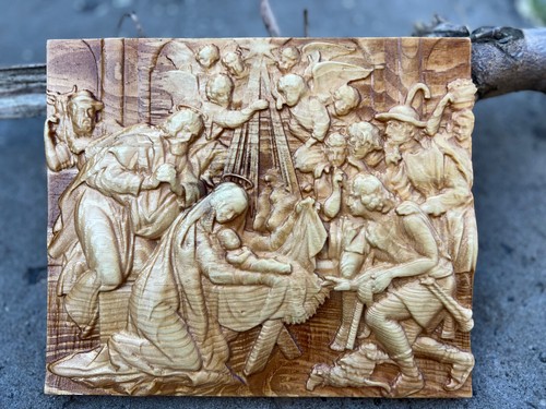 ICONA LEGNO INTAGLIATO DIO CATTOLICO ORTODOSSO PARETE RELIGIOSA APPESA Panno Nuovo Gesù - Foto 2 di 24