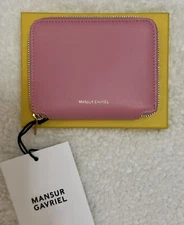 MANSUR GAVRIEL Compact Zip Around Pink Leather Wallet NWT RARE Barbiecore