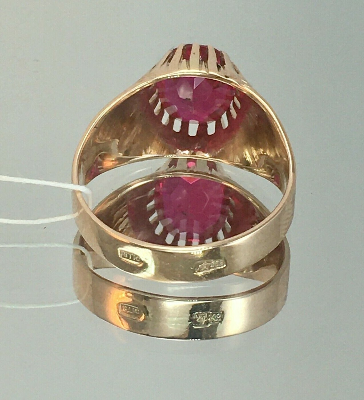USSR Vintage Original Rose Ruby (lab. made) Ring … - image 6