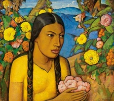 Alfredo Ramos Martinez Art Poster or Canvas Print "JUANITA ENTRE LAS FLORES"