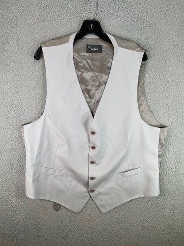 Zegna Formal Dress Vest Mens 58 Reg Gray 5 Button Front Designer Preppy Satin
