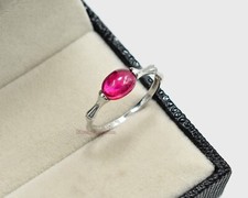 Natural Ruby Cabochon Gemstone 925 Sterling Silver July Birthstone Wedding Ring