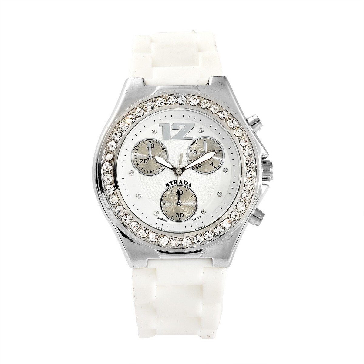 NWT STRADA WHITE AUSTRIAN CRYSTAL JAPANESE MOVEMENT WATCH | eBay display picture 2
