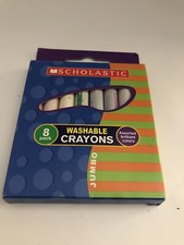 NEW Scholastic Jumbo Washable Crayons, Assorted, Box Of 8 SHIPS N 24HRS