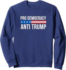 Pro Democracy - Anti Trump Patriotic Design Unisex Crewneck Sweatshirt