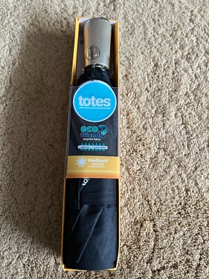 Totes Sunguard Umbrella Eco Friendlyt Sun Protection Black 8411