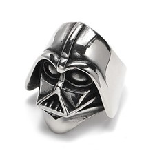 Darth Vader Mask Helmet Ring Stainless Steel Men's Vintage Biker Hip Hop Ring