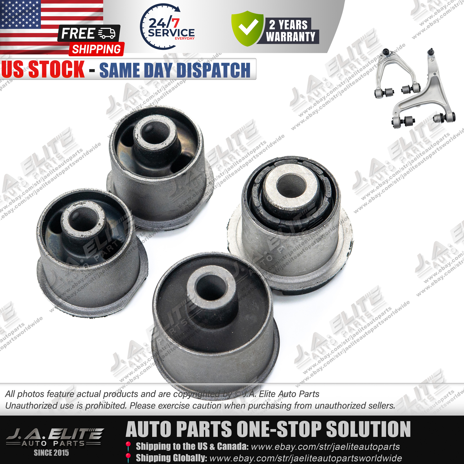 4 pcs Front Upper and Lower Arm Bushing Kit fits Maserati Ghibli Quattroporte