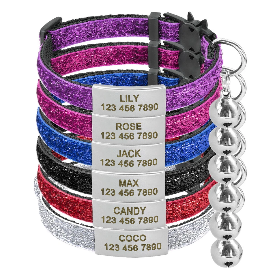 COLLARE PER GATTI CANE CANI PERSONALIZZATA SU MEDAGLIETTA Fibbia di Sicurezza - Immagine 2 di 4
