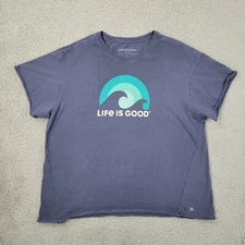 Life is Good Shirt Womens Large Gray Graphic Cotton Top Short Sleeve