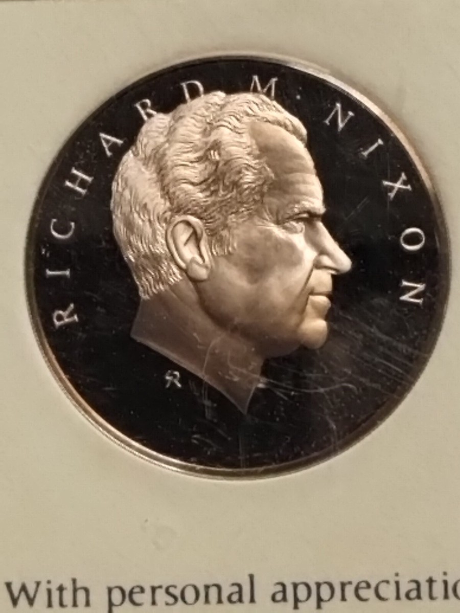 1972年 記念硬貨 握手と建物 1972 RICHARD NIXON BRONZE MEDAL RE-ELECT THE PRESIDENT SIGNATURE