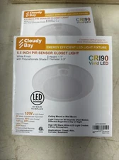 CLOUDY BAY Motion Sensor Ceiling Light, 120V CRI90 10W 3000k