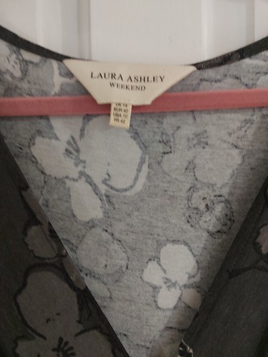 Laura Ashley Weekend Dress UK Size 12 Stretch Grey Floral Ruched Waist Dress. - Picture 3 of 9