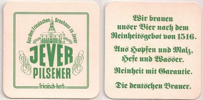 Jever Frisian brewery-old beer mat ''purity bid from 1516''