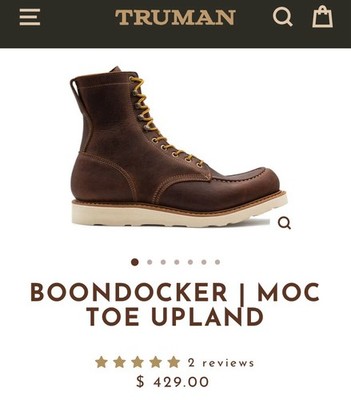 Truman Upland Boots 12.5D Boondocker/Like Snakebite Leather Moc Toe Wedge Sole