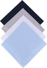 4 Pcs Cotton Handkerchiefs for Men, Classic Pocket Squares Set Soft Mens Handker