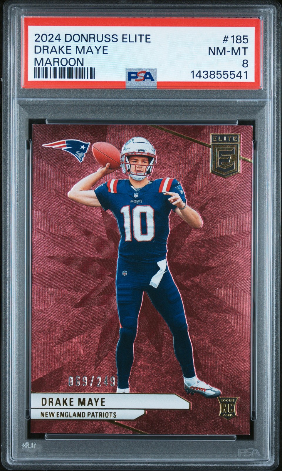 2024 Donruss Elite #185 Drake Maye Maroon PSA 8 #/249