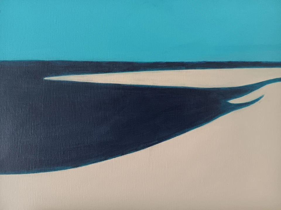 Pintura Acrílica Original Lienzo Arena Playa Paisaje Marino.11 x 14 11x14" Foto 3 de 4