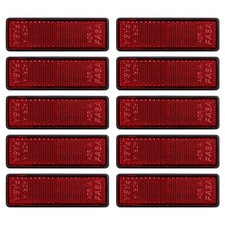 10 Pack Red Self Adhesive Rectangle Reflectors ADR Approval Road Safety Stick...