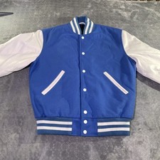 Varsity base  Teal Aqua Wool & Leather Varsity Letterman jacket - Full-Snap 