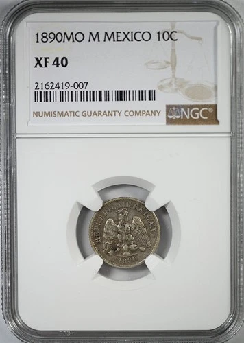 1890 MO M Mexico 10C Centavos NGC XF40
