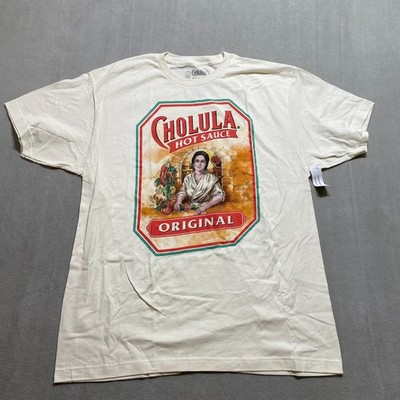 New Cholula Hot Sauce Original Graphic Print T-Shirt Size XL Beige Novelty NWT
