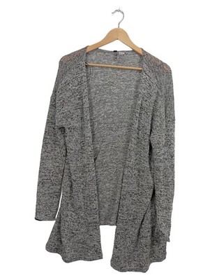 H&M Strickjacke Cardigan Gr. 36 Grau Meliert Offen