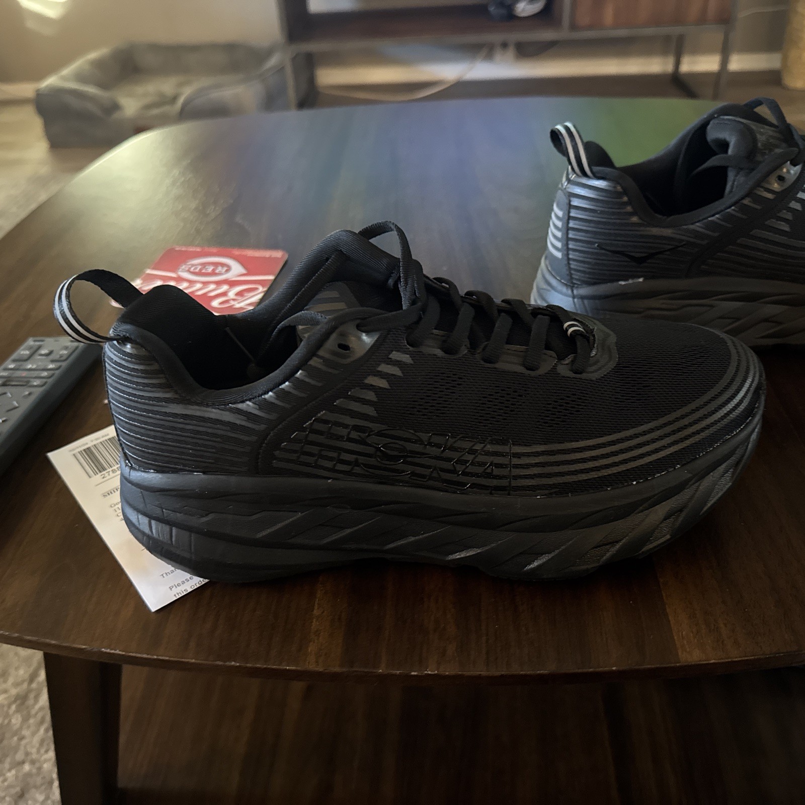 HOKA Bondi 6 Wide Running Walking Shoes Men's Size US 9 2E  Triple Black thumbnail 2