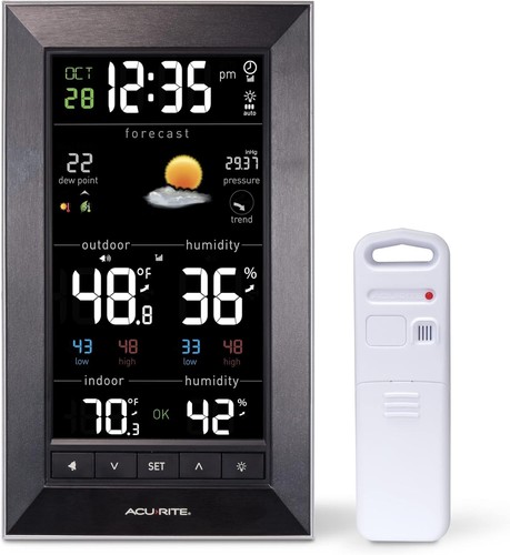 Compact Digital Weather Monitor with Custom Alarms & 12-Hour Forecast - Black - Picture 3 of 9