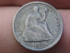 1869 P Seated Liberty Half Dime- Philadelphia, VG/Fine Details