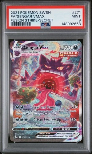 2021 POKEMON SWORD & SHIELD FUSION STRIKE SECRET #271 FULL ART/GENGAR VMAX PSA 9