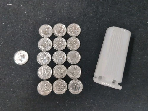 2020 .999 Silver Britannia 20P 1/10th ozt TUBE OF 16 BU  QUEEN ELIZABETH 6935