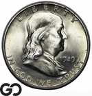 1949-D Franklin Half Dollar Ful Bell Lines, Gem BU++ FBL, Lustrous Beauty