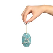 Turquoise Marble Ceramic Ornament, Double-Sided Print, Christmas Decor, Holiday