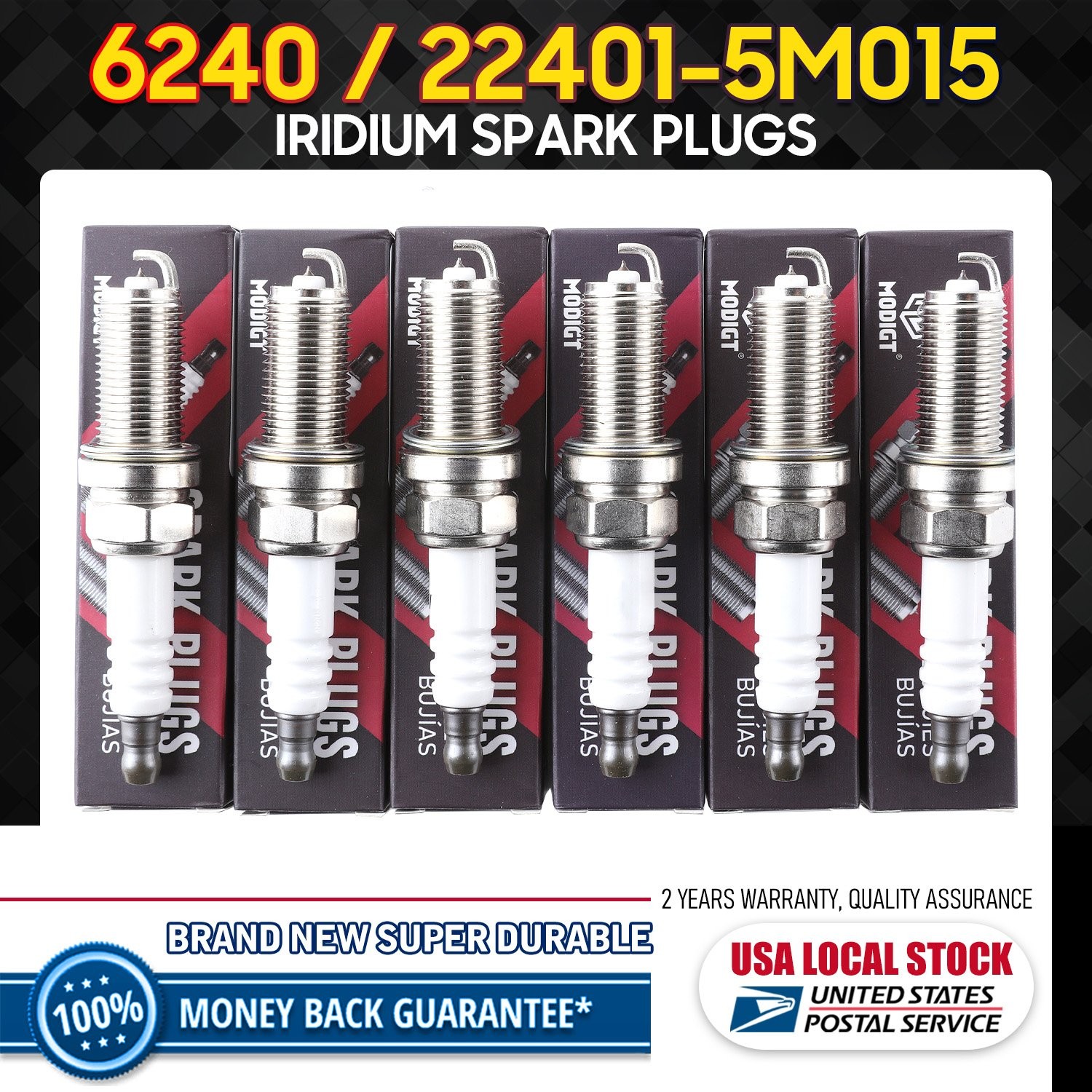 6Pcs New OEM Iridium Spark Plugs 6240 22401-5M015 For Nissan Infiniti Suzuki