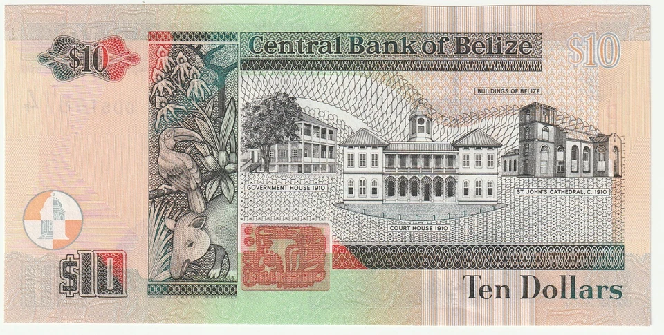 Belize $10 Dollars Banknote 2005 Uncirculated Condition Pick#68-B - Image 2 of 2