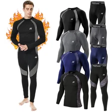 2pc Men Thermal Underwear Set Fleece Base Layer Soft Winter Warm Outdoor Sports