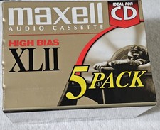 Lot 5 New Maxell XLII Cassette Tapes Sealed High Bias IEC II Position 90 mins 
