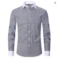 Men's Dress Shirts French Cuff White Collar Formal Business Camisas Slim Shirts.