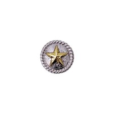 1-1/4" Silver with Gold Star and Rope Edge Design Concho. Screw-Back.